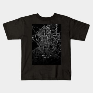 Madrid Spain City Map dark Kids T-Shirt